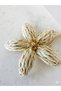 Wicker Flower Earrings Women's Steel Earrings Gold Detailed Bohemian Summer Earrings Cream Beige Brown - 3