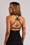 Crossback Black Cross Strap Padded Halter Sports Tank Top - 4