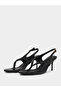 Black Plain Thong Toe Stiletto Heel Sandals - 2