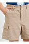 Beige Cotton Regular Fit Cargo Shorts - 3