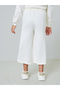 Girls Off White Cotton Wide Leg Cropped Joggers - 4