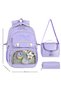 Transparent Luxury Primary-Secondary School Twill 3-Piece Set Bag with Toys, Thermal Lunch Bag and Pen Holder