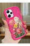 Redmi Note 12 Pro 5g Compatible Case Camera Protector Red Silicone Couple Phone Case Floral Pattern