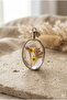 Double Sided Flower Epoxy Steel Frame and Chain Design Necklace - 3
