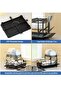 Dish Drying Rack, Multifunctional Dish Rack, Rustproof Kitchen Dish Drying Rack with Drainboard, Space-Saving 2-Tier Dish Drying Rack with a Large Capacity for Kitchen Counter Black - 3