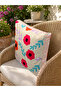 Modern Pop Floral Patterned Orange Striped Edged Decorative Throw Pillow Cover 40X40 cm - 2