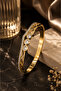 Eternelle Gold Bangle – Gold Cuff Women's Bracelet with Three Stone Detail