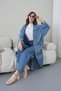 Women's Bat Sleeve Denim Kimono Cardigan and Denim Pants Top and Bottom Set - 6
