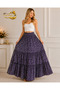 Elastic Waist 3-Layer Ruffle Viscose Fabric Skirt, Mevlana Long Cotton Skirt, Size 38-46