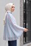 Hakim Yaka Striped Lined Oversize Thin Voile Tunic - Light Blue - 6