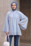 Hakim Yaka Striped Lined Oversize Thin Voile Tunic - Light Blue - 3