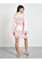 Light Pink Lace Trim Satin Bride Robe And Slip Set