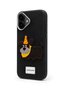 iPhone 16 Compatible Leather-Look Silicone Cover with Embroidered Hat and Dog Figure - 3