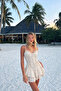 Women's Cream Corseted Striped Mini Dress 5424