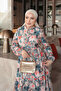 Petrol Blue Half Buttoned Layered Skirt Dress with Elastic Sleeves - 3
