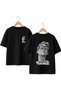 Patterned Glasses Face Printed on the Back and Front Chest, 100% Cotton Oversize Loose Regular Fit Crew Neck T-Shirt