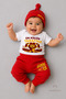 100% Cotton Yellow Red Little Fan Baby Set 3-Piece Short Sleeve Bodysuit, Pants and Hat Newborn Set 0-9 Months - 5
