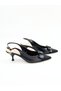 Women's Genuine Leather Heeled Shoes Black - 2
