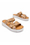 Flower Genuine Leather Women's Slippers -Beige-Comfortable for Daily Use- - 6