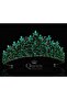 Royal Crown Thesa Emerald Green Crystal Stone Luxury Design Engagement Bridal Metal Crown High Authentic - 2