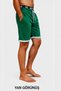 Men's Green Shorts with Pockets, Lace-Up, Relaxed Fit, Summer Casual Sports Sea Beach Shorts with Contrast Piping - 4