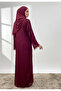Dantil Burgundy Abaya with Nida inner lining-846 - 4
