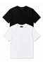Set of 2 Men's White-Black Cotton Slim Fit Crew Neck Basic T-Shirts