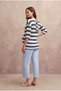Maternity White/Blue Striped Viscose Blended V-Neck 3/4 Sleeve Blouse with Tie Back Detail Laurel - 5