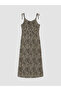 Brown U-Neck Rope Strap Leopard Print Dress