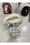 Vintage Floral Green Leaf Patterned Makeup Bag – Fabric Cosmetic Organizer - 2