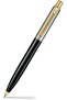 Sentinel Metal 335 Ballpoint Pen, Glossy Black Barrel, Polished Chrome, Gold-Plated Trims, Medium Point