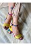 Eliza Yellow Suede Sandals with Snake Detail - 2