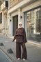 Women's Ruffle Detail Layered Wrinkled Double Suit Set Brown - 4