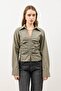 Khaki Gathered Poplin Women's Shirt