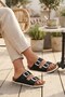 Black Double Buckle Daily Comfortable Garden Pool Beach Slippers Women's Slippers