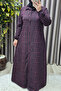 Women's Clothing Plus Size Space Fabric Maze Pattern Buttoned Shirt Dress - 6