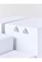 Silver Color Triangle Shaped Shiny Stone Earrings