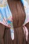 Women's Ankle-Length and Skirted Modal Dress with Flounces and Waist Tie, Brown - 5