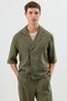 Khaki Linen Blend Relax Fit Symmetrical Men's Shirt