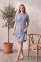 Cotton Patterned Striped Interlock Knitted Short Sleeve Nightgown Dress 95cm - 3