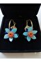 Handmade Glass Flower Hoop Steel Earrings - 4