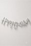 Silver Happy Birthday Banner Silver Birthday Party Ornament Hanging Letter Decoration