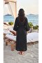 Black Linen Beach Kimono with Waist Belt - 3