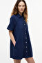 Tjw Women's Ribbed A-Line Denim Medium Dress - 2