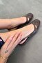 Vibo Open Back Women's Patent Leather Heeled Shoes Brown - 3