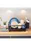 Dish Drainer with Drain Tray Drip Line Flatware Rack Cup Holder Flatware Rack Compatible Kitchen Countertop Storage Rack - 4
