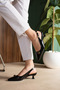 Two-Buckle Hazelnut Heel Women's Shoes 4 cm Patent Leather Black - 5