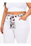 Plus Size High Waist Flared Denim Women's Pants with Gathering Belt - 4