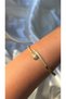 Women's Gold Color Stone Snake Model Handcuff Bracelet - 3