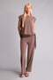 Loose Fit Crew Neck Crepe Short Sleeve Light Brown Blouse I2210Ax26Au - 2